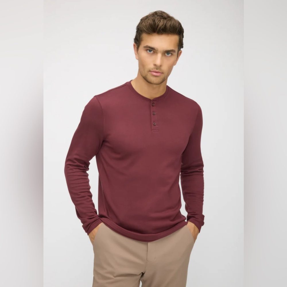 Kit + Ace Maroon Long Sleeve Henley